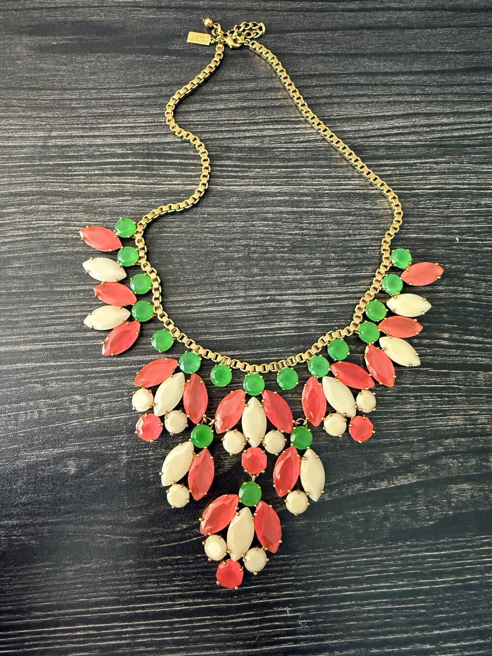 Kate Spade New York Marquee Pink, Green, and White Statement Necklace